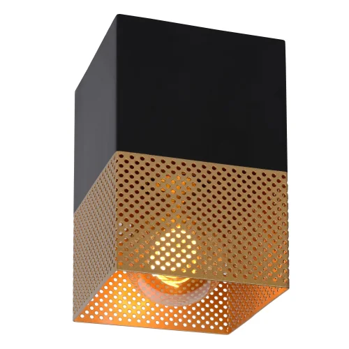 Светильник накладной Renate 21123/01/02 Lucide чёрный матовый золото 1 лампа, основание чёрное матовое золото в стиле современный квадратный фото 3